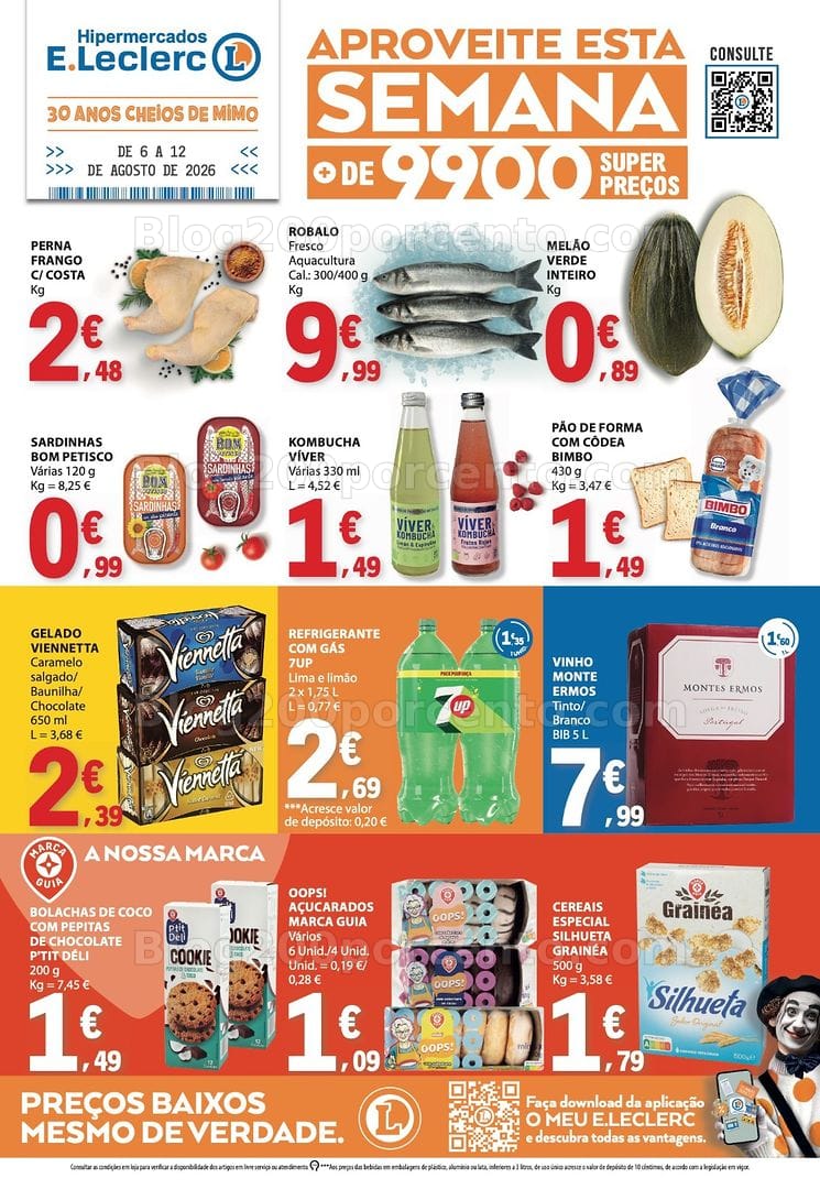 Antevisão Folheto E-LECLERC Promoções de 6 a 12 agosto